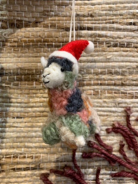 Ornament, Alpaca with Santa Hat