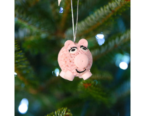 Ornament, Quilled Paper Piggie